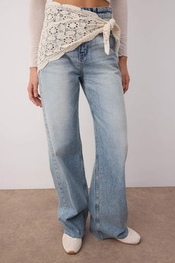 Mavi Dantel Aksesuarl? Yuksek Bel Wide Leg Jeans TWOAW26JE00230 - Trendyolmilla фото 3