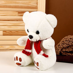 Мягкая игрушка «Мишка в шарфе», 24 см, цвет белый