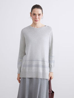 Bisiklet Yaka ?izgili Kad?n Triko Kazak