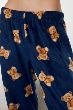 Trendyolmilla Lacivert Ay?c?kl? ve Slogan Nak?sl? Polar K?sl?k Orme Pijama Tak?m? THMAW25PT00125 фото 4