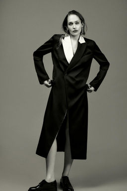 SATIN COAT WITH CONTRAST COLLAR ZW COLLECTION