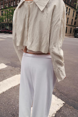 CAMISA PUNTO EFECTO ARRUGADO / Crema - Zara фото 3