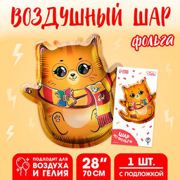 Воздушный шар фольгированный 28" «Котик-волшебник», с подложкой