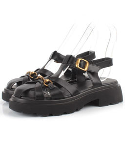 08-PEAG54-2 BLACK Босоножки женские (натуральная кожа)