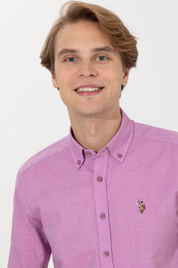 U. S. Polo Assn / Мужская фиолетовая рубашка Uzunkol Basic - U.s. polo assn фото 14