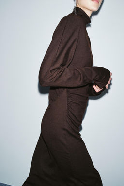 CUT-OUT KNIT MIDI DRESS