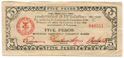 5 песо 1945 года Филиппины (Минданао, Администрация США)