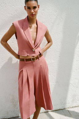 LONG BERMUDA SHORTS WITH BELT IN LINEN BLEND - Zara фото 2