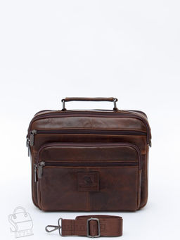 Сумка мужская кожаная 608M brown Fuzhiniao