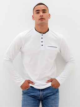 Лонгслив поло мужской MINAKU: Basic line MAN, белый, размер 52