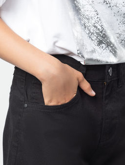 Брюки-кюлоты Vilatte из хлопкового твила для девочки черные  фото 2