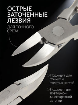 Кусачки педикюрные «Premium», 12.5 см, длина лезвия-20 мм