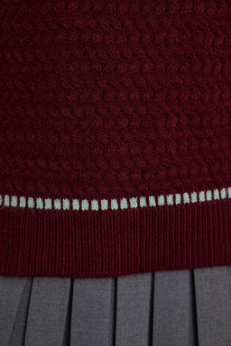 Bordo Yumusak Dokulu Orgu Detayl? Triko Kazak TWOAW25KZ00320 - Trendyolmilla фото 4