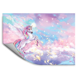 Плёнка цветная для уроков труда арт.62651/ 200 РАДУЖНЫЙ ЕДИНОРОГ (50х70 см, голубой, розовый, ПВХ пл