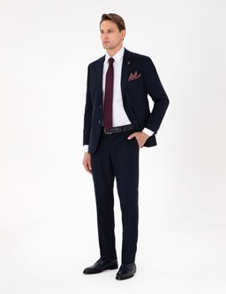 Lacivert Slim Fit Tak_m Elbise