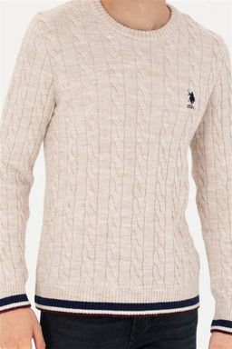 Мужской кремовый меланжевый свитер - U.s. polo assn фото 13