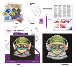 Кристальная (алмазная) мозаика ФРЕЯ ALBP-310 постер Кот- меломан 30 х 30 см
