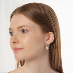 Серьги с жемчугом Грейс на колечке, цвет белый в золоте - Queen fair фото 2