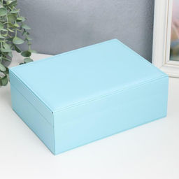 Шкатулка кожзам для украшений Голубая матовая 9х23х17 см - Simaland фото 5