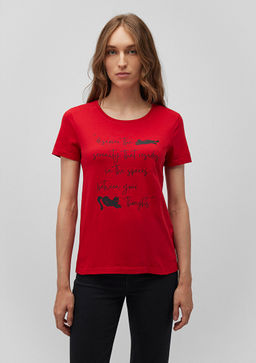 Kedi Bask?l? K?rm?z? Tisort - Mavi фото 3