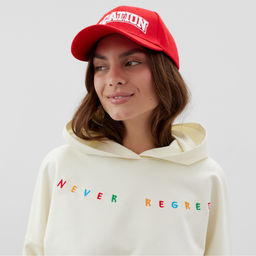 Костюм спортивный с вышивкой женский: толстовка, брюки, MIST No regrets, размер 40-42, молочный