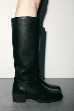 LEATHER HEEL BOOTS - Zara фото 3