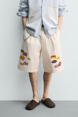 BERMUDA BAGGY FIT PARCHES / Beige