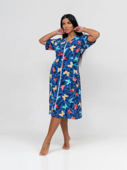 Халат женский, цвет синий красный