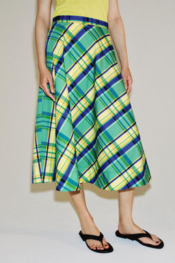 FALDA MIDI CUADROS ZW COLLECTION / Multicolor - Zara фото 4