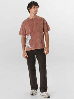 Футболка мужская коричневая с обработкой эйсид