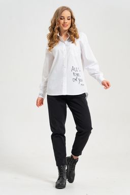 рубашка из тонкого хлопка в стиле OVERSIZE    с кокеткой на спине - А+б коллекция фото 6