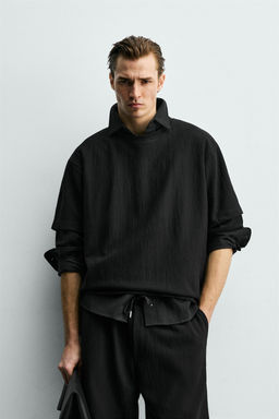 CAMISETA RELAXED FIT ESTRUCTURA / Negro - Zara фото 2