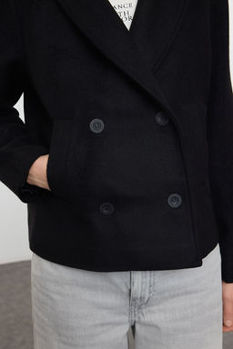 Trendyolmilla Siyah Regular K?sa Ceket Kaban TWOAW25KB00110  фото 8