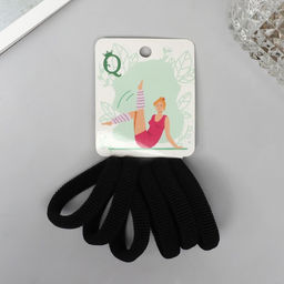 Цена за 6 шт. Резинки для волос «Вероника», набор 6 шт., гибкость, 4 см, чёрные