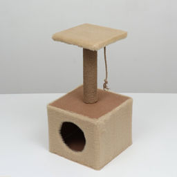 Домик для животных, с когтеточкой и полкой, джут, 32 х 32 х 64, бежевый - Simaland фото 11
