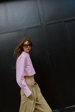 CAMISA CORTA RAYAS / Rosa - Zara фото 3