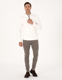 Ekru 3 _plik Regular Fit Fermuarl_ Dik Yaka Basic Sweatshirt - Pierre cardin фото 4