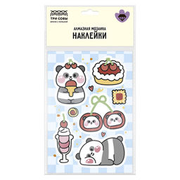 Алмазная мозаика 10*14,7см "Наклейки. Панда" (АМН_65749, "ТРИ СОВЫ") частичное заполнение