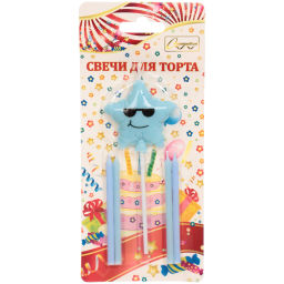 Цена за 2 шт. Свечи для торта "Крутая звезда" 5 шт, (8 см, звезда 4*5 см), микс
