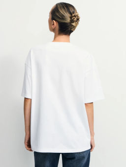 Базовая футболка оверсайз из хлопка / Zarina  фото 6