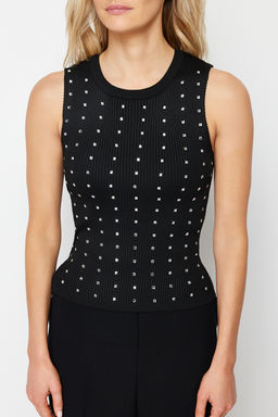 Gri Tas Detayl? Bisiklet Yaka Bluz TWOSS24BZ00125 - Trendyolmilla фото 12