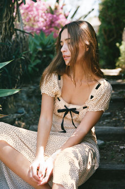 POLKA DOT PRINT DRESS WITH CONTRAST BOW - Zara фото 2