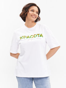 Футболка с вышивкой FU21602WHT02
