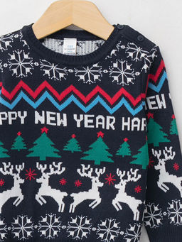 Bisiklet Yaka Uzun Kollu Y?lba?? Temal? Erkek Bebek Triko Kazak Baba ve O?ul Kombini - Waikiki фото 3