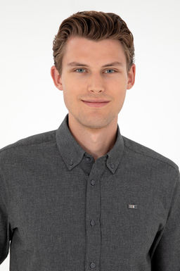 Мужская рубашка антрацитового цвета с длинным рукавом Неожиданная скидка в корзине - U.s. polo assn фото 2