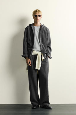 SOBRECAMISA FLUIDA CAPUCHA RAYAS / Gris antracita
