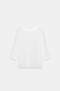CAMISETA CUELLO PANADERO ALGOD?N / Blanco
