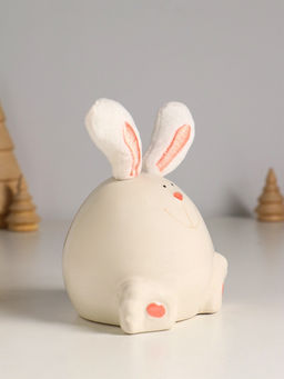 Фигурка керамика, текстиль Зайчик круглый, белый, 9?9.5?12 см