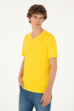 Мужская желтая базовая футболка - U.s. polo assn фото 3