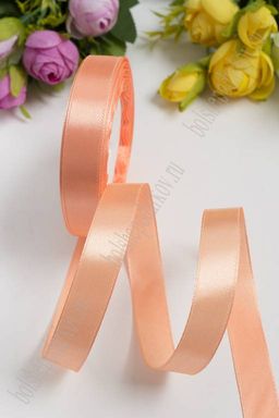Цена за 5 шт Лента атласная 1,5 см*25 ярд (SF-1359) темно-персиковый №088